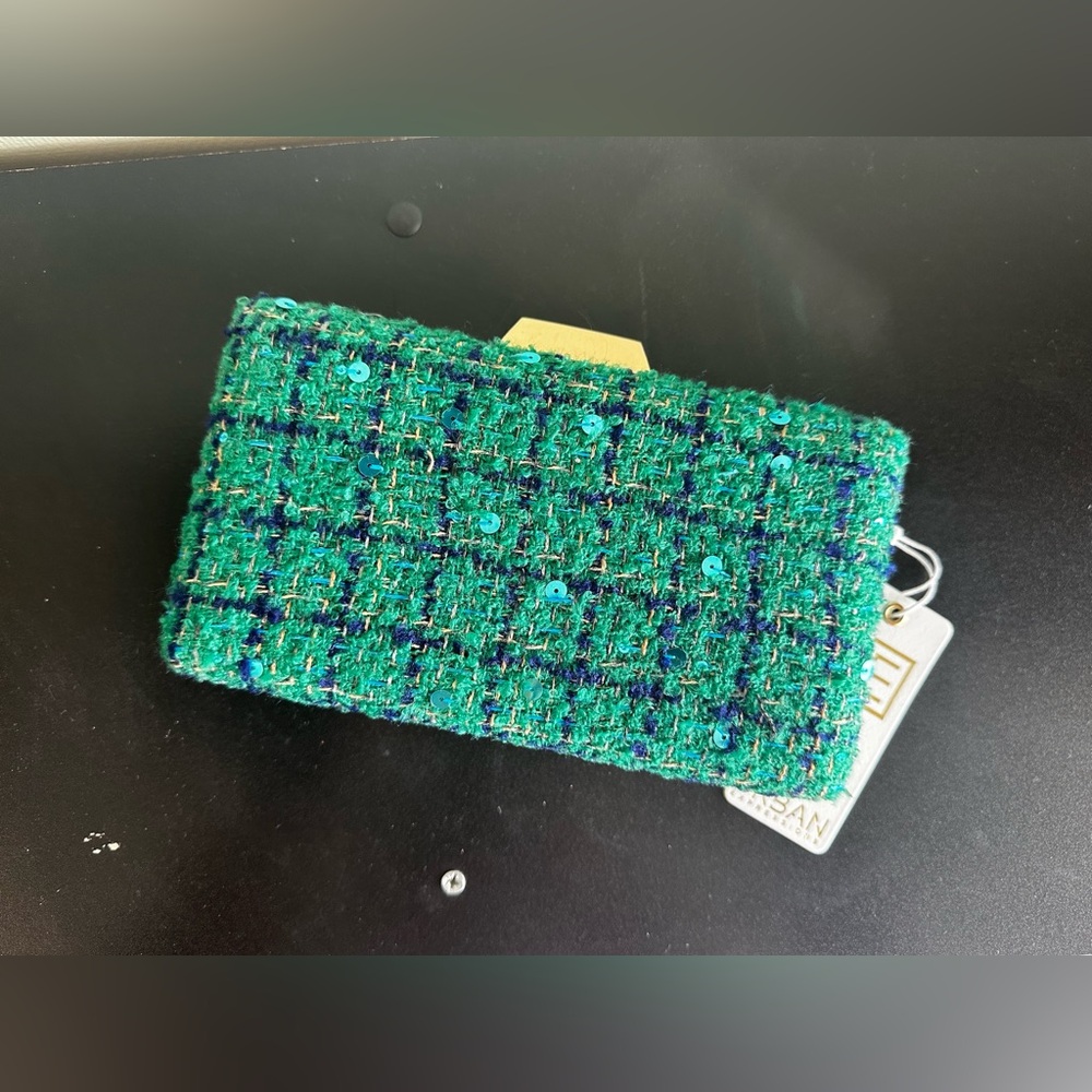 Urban Expressions Tweed Clutch with Gold Chain